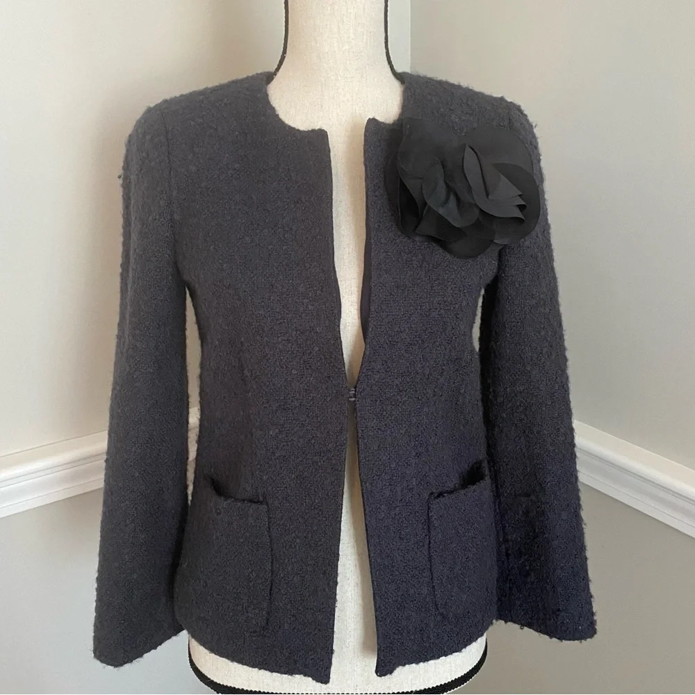 J.Crew Charcoal gray boucle wool blend blazer size 2